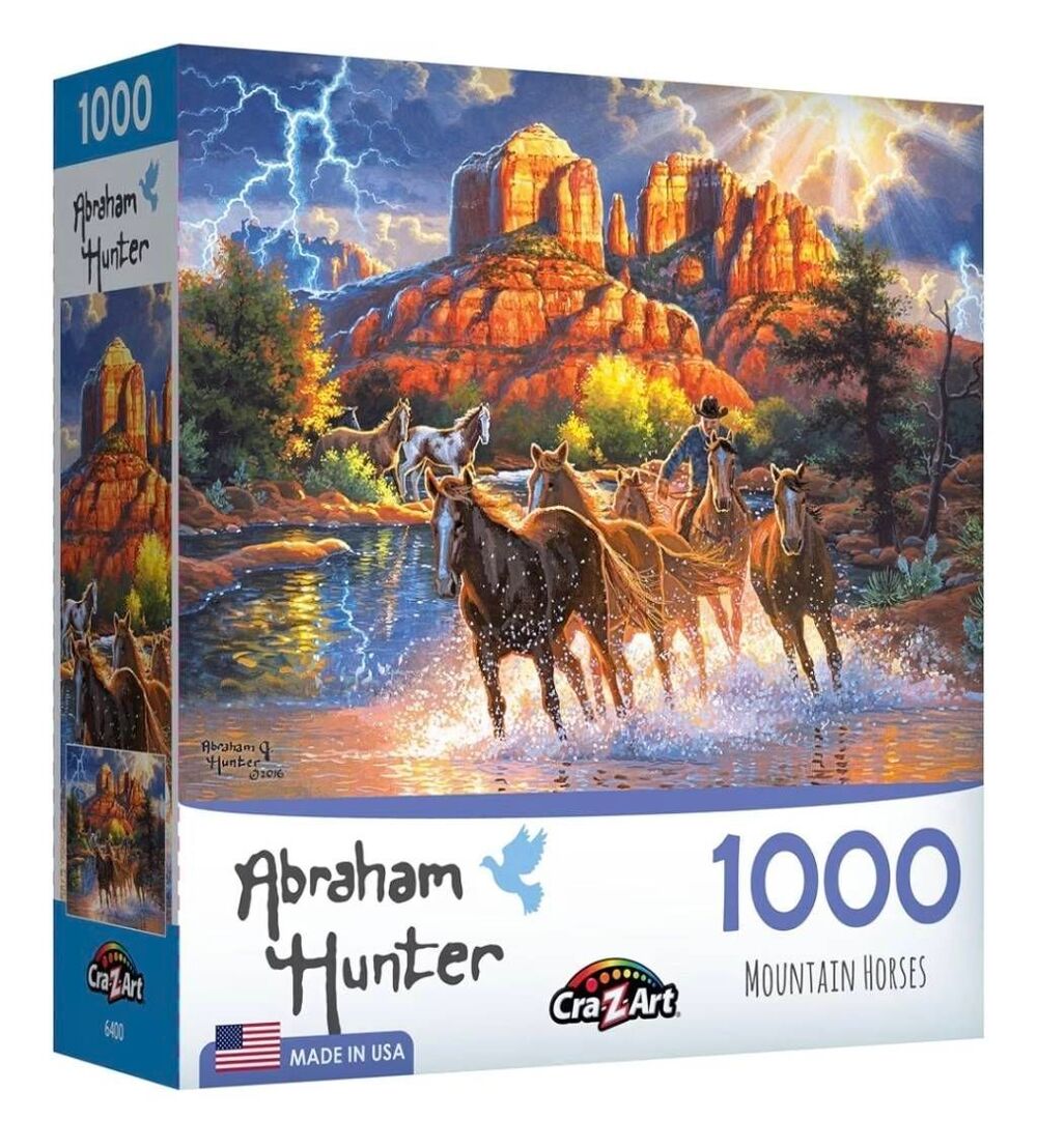Cra-Z-Art Abraham Hunter "Mountain Horses" 1000-Piece Jigsaw Puzzle – New & Seal